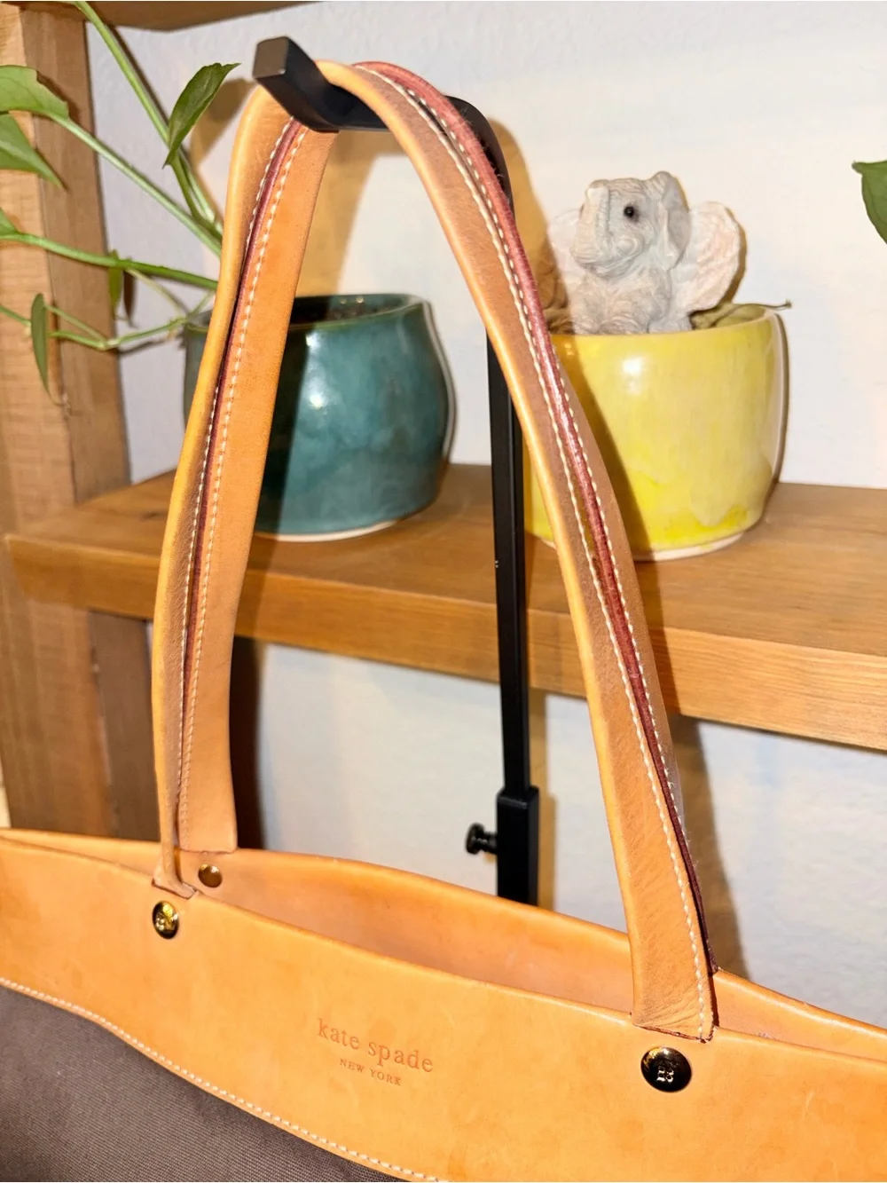 Vintage Y2K Kate Spade Brown Canvas & Vachetta Leather Tote